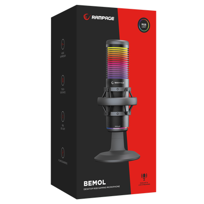 BEMOL Siyah RGB Shock Mount Masaüstü Mikrofon - Rampage