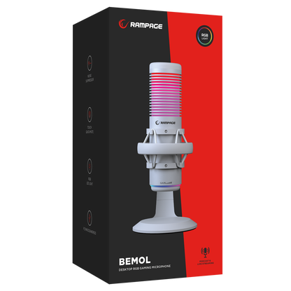 BEMOL Beyaz RGB Shock Mount Masaüstü Mikrofon - Rampage