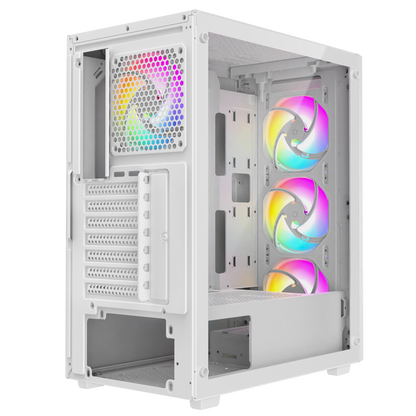 BETA MESH 650W 80 Plus Standart 4*12cm ARGB Fan Temperli Camlı Mid-T Beyaz Oyuncu Kasası - Rampage