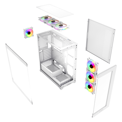 Hydra V3 White 750W 80+ Bronze 7x12cm RGB Fan Atx Mid-T Oyuncu Kasası-Beyaz