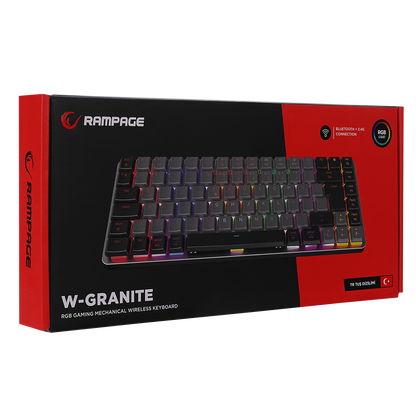 W-Granite Kablosuz Mekanik Oyuncu Klavye-Siyah/Gri