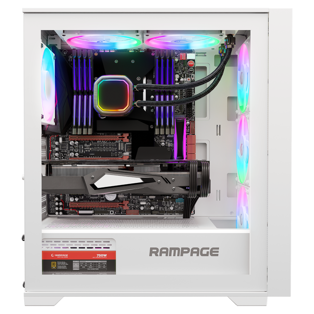 VOYAGER 750W 80+ BRONZE Beyaz 4*RGB Auto Fan ATX Mid-T Gaming Oyuncu Kasası - Rampage