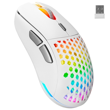 FURYZ 16000 DPI 3335 Sensör 2.4G ve Type C Beyaz 1 MS Tepki Süresi Hareket Sensörlü RGB Ledli Gaming Mouse - Rampage