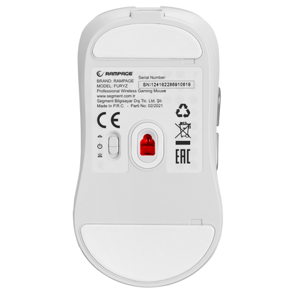 FURYZ 16000 DPI 3335 Sensör 2.4G ve Type C Beyaz 1 MS Tepki Süresi Hareket Sensörlü RGB Ledli Gaming Mouse - Rampage