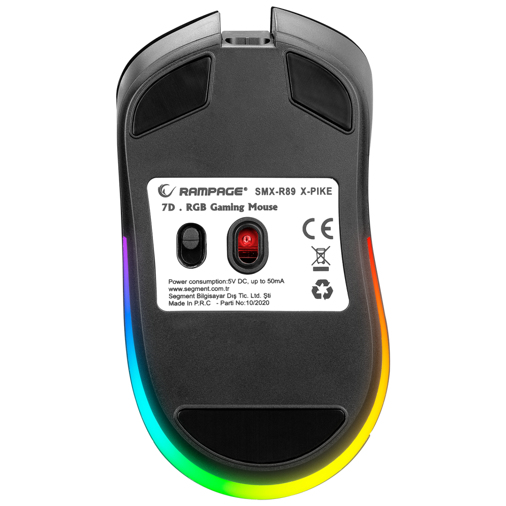 SMX-R89 X-PIKE Kablosuz/Kablolu Siyah RGB Ledli Şarjlı Gaming Oyuncu Mouse - Rampage