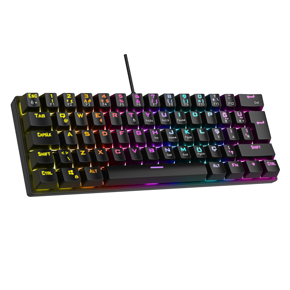PLOWER K60 Siyah Bilek Destekli Blue Switch Gaming Oyuncu Klavye - Rampage