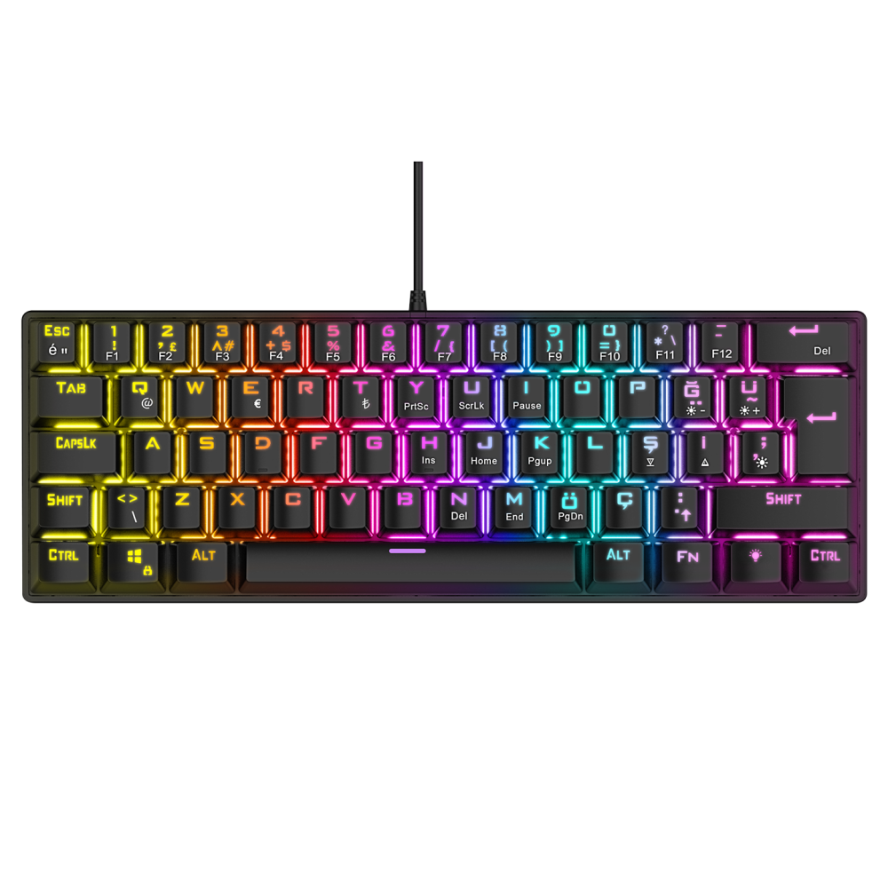 PLOWER K60 Siyah Bilek Destekli Blue Switch Gaming Oyuncu Klavye - Rampage