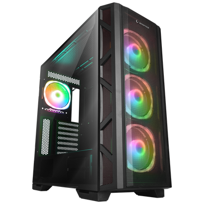 MASTER Mesh+Temperli Cam Dikey VGA Tutucu 4*ARGB Fan+Hub E-ATX Gaming Oyuncu Kasası - Rampage