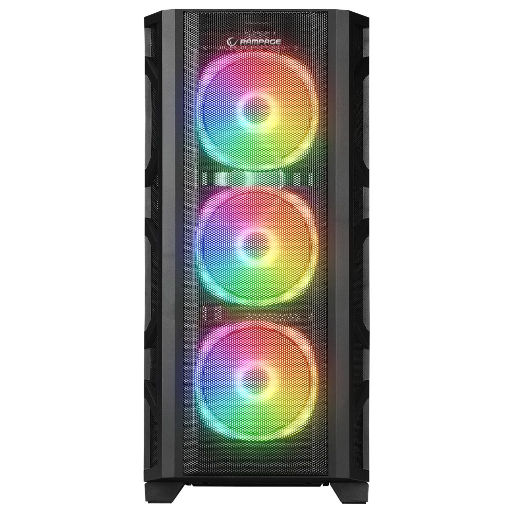 MASTER Mesh+Temperli Cam Dikey VGA Tutucu 4*ARGB Fan+Hub E-ATX Gaming Oyuncu Kasası - Rampage