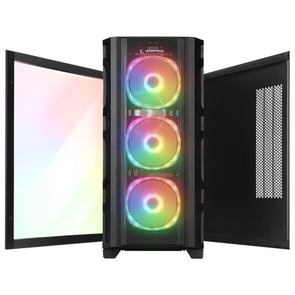 MASTER Mesh+Temperli Cam Dikey VGA Tutucu 4*ARGB Fan+Hub E-ATX Gaming Oyuncu Kasası - Rampage