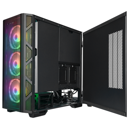 MASTER Mesh+Temperli Cam Dikey VGA Tutucu 4*ARGB Fan+Hub E-ATX Gaming Oyuncu Kasası - Rampage