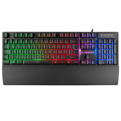 KB-RX77 RUNNER Siyah USB Rainbow Aydınlatmalı Q Bilek Destekli Gaming Klavye - Rampage