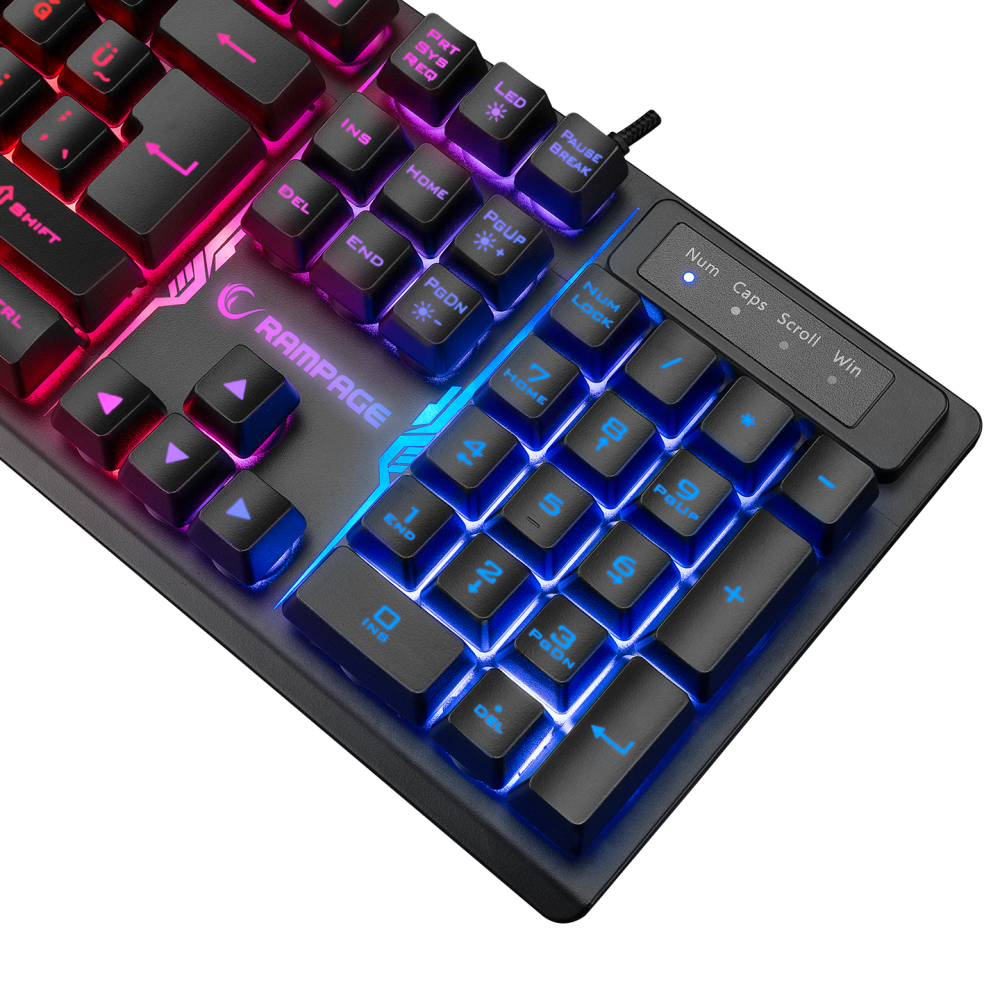 KB-RX77 RUNNER Siyah USB Rainbow Aydınlatmalı Q Bilek Destekli Gaming Klavye