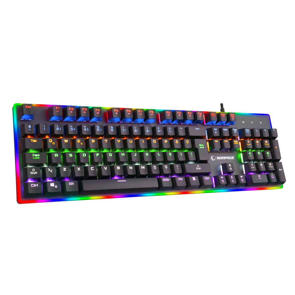 BYGAME-K1 RGB Led Frame Rainbow Mekanik Blue Switch Gaming Oyuncu Klavyesi - Rampage