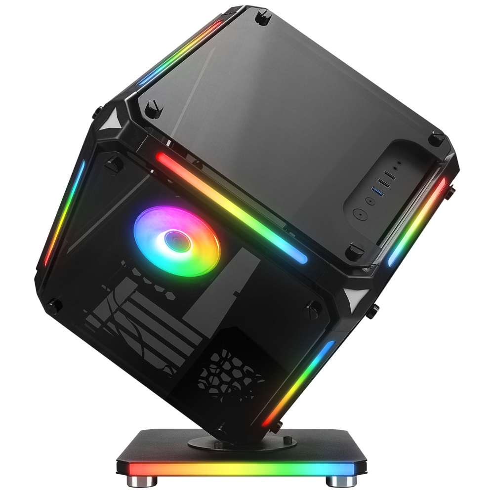 RUBICK 1*12cm ARGB Fan + Kontolcü Led Şeritli Standlı 1*USB3.0+2*USB2.0+HD AUDIO Konsept Gaming Oyuncu Kasası