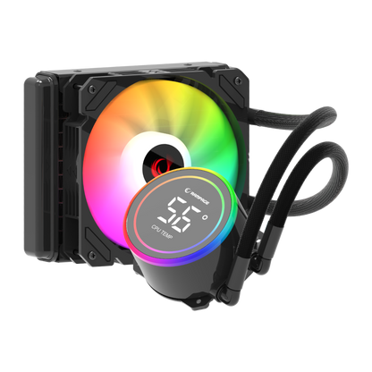 HELIOS C13 Siyah 12cm Fan Sıcaklık Göstergeli Intel LGA1700/AMD AM5 ARGB 120mm Sıvı Soğutmalı CPU Fan - Rampage