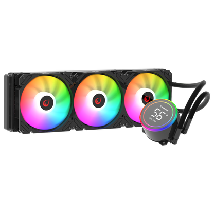 HELIOS C17 Siyah 12cm Fan Sıcaklık Göstergeli Intel LGA1700/AMD AM5 ARGB 360mm Sıvı Soğutmalı CPU Fan - Rampage