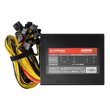 BTC2000 Real 2000W 16* PCIe VGA Soket 14cm+8cm 2* Fanlı Bitcoin Power Supply - Rampage