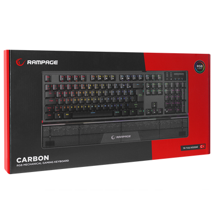 Carbon Siyah RGB Q Bilek Destekli Blue Switch Gaming Oyuncu Klavyesi