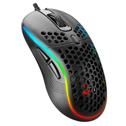 SMX-R85 GENTLE 12800dpi Siyah RGB Ledli Süper Hafif Makrolu Gaming Oyuncu Mouse - Rampage