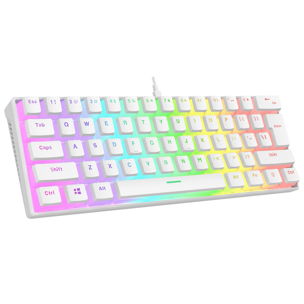 RADIANT K11 Beyaz Type-C / Puding Tuşlu US Layout Red Switch Gaming Oyuncu Klavye - Rampage