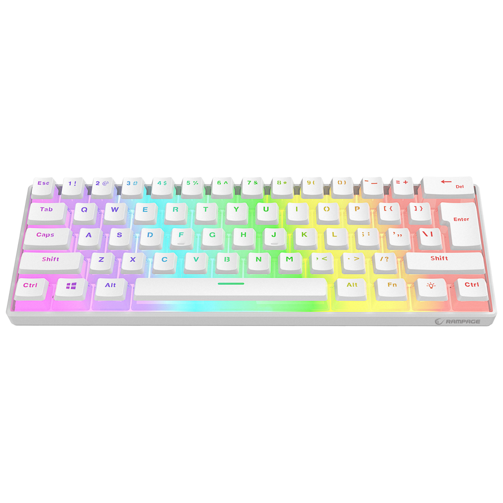 RADIANT K11 Beyaz Type-C / Puding Tuşlu US Layout Red Switch Gaming Oyuncu Klavye - Rampage
