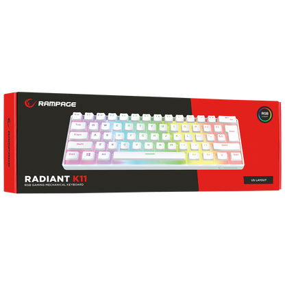 Radiant K11 Type-C / Puding Tuşlu US Layout Blue Switch Gaming Oyuncu Klavye-Beyaz