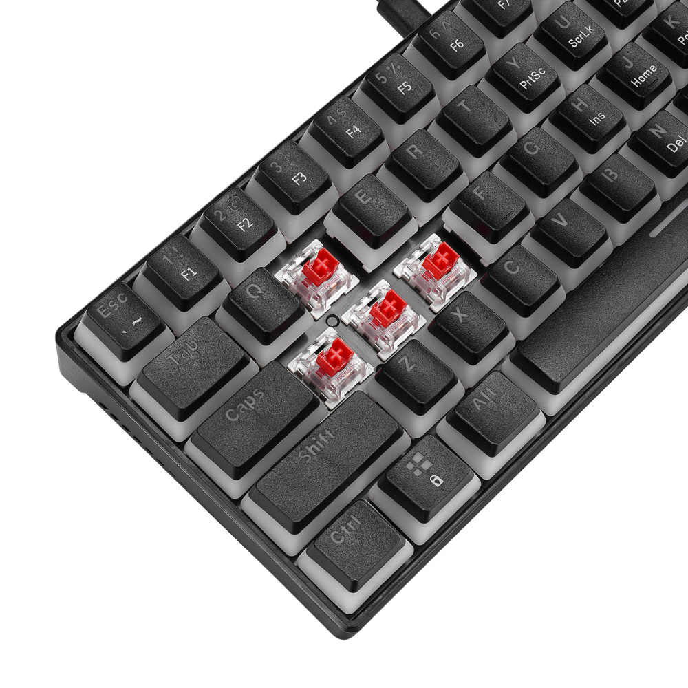 RADIANT K11 Siyah Type-C / Puding Tuşlu US Layout Red Switch Gaming Oyuncu Klavye - Rampage