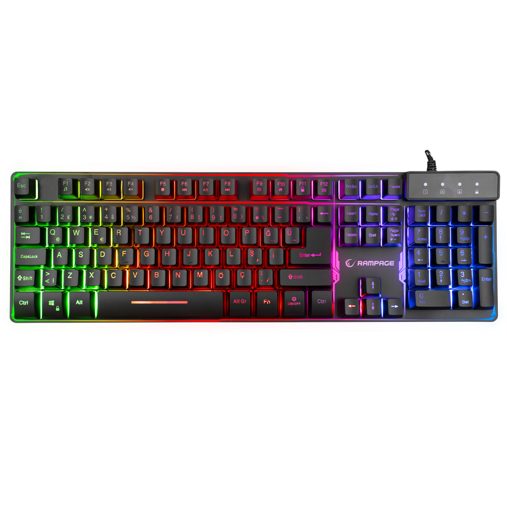 Titan K9 Siyah USB Gökkuşağı Renkli Aydınlatmalı Q Standart Gaming Oyuncu Klavyesi - Rampage