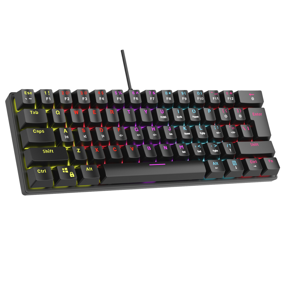 PLOWER K60 Siyah US Layout Bilek Destekli Blue Switch Gaming Oyuncu Klavye - Rampage