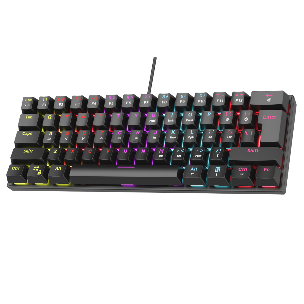 PLOWER K60 Siyah US Layout Bilek Destekli Blue Switch Gaming Oyuncu Klavye - Rampage