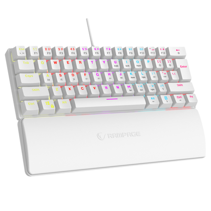 Plower K60 US Layout Bilek Destekli Blue Switch Oyuncu Klavye-Beyaz