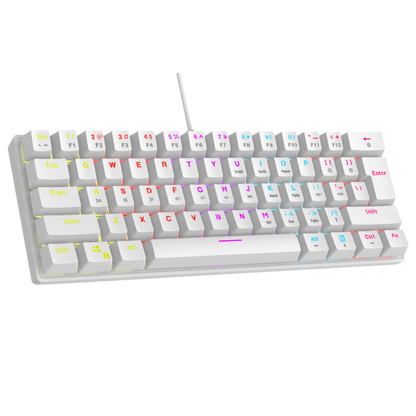 Plower K60 US Layout Bilek Destekli Blue Switch Oyuncu Klavye-Beyaz