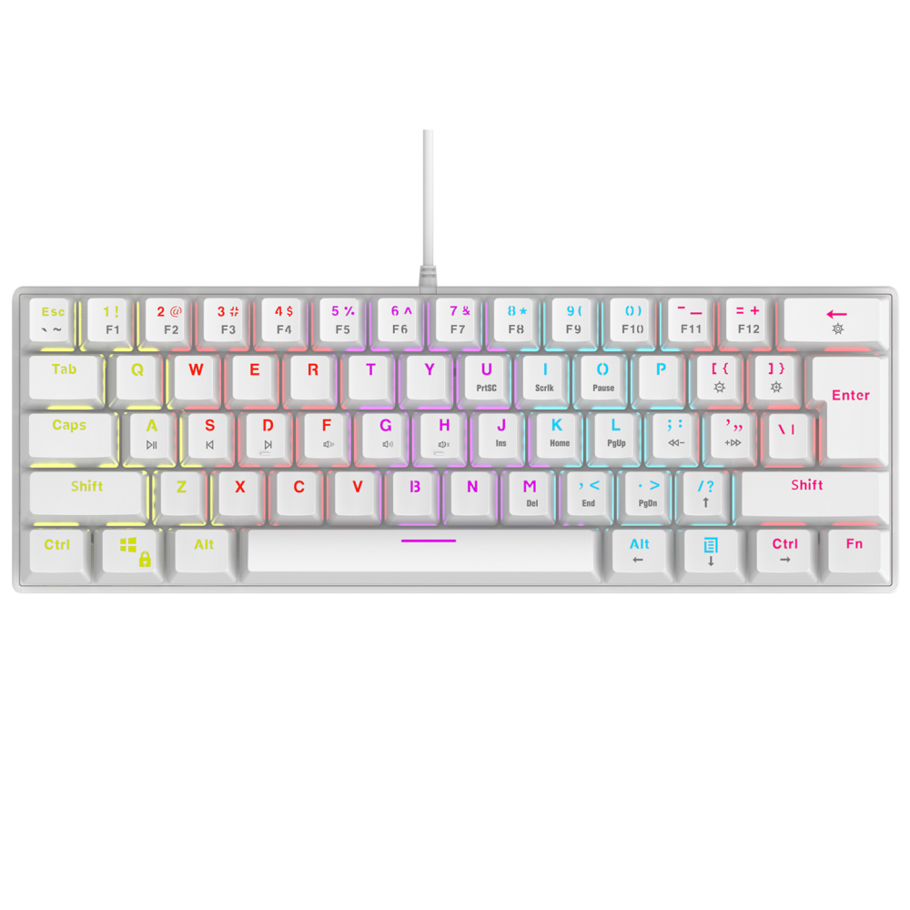PLOWER K60 Beyaz US Layout Bilek Destekli Blue Switch Gaming Oyuncu Klavye - Rampage