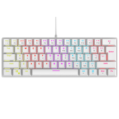 Plower K60 US Layout Bilek Destekli Blue Switch Oyuncu Klavye-Beyaz