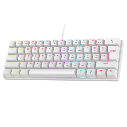 Plower K60 US Layout Bilek Destekli Blue Switch Oyuncu Klavye-Beyaz