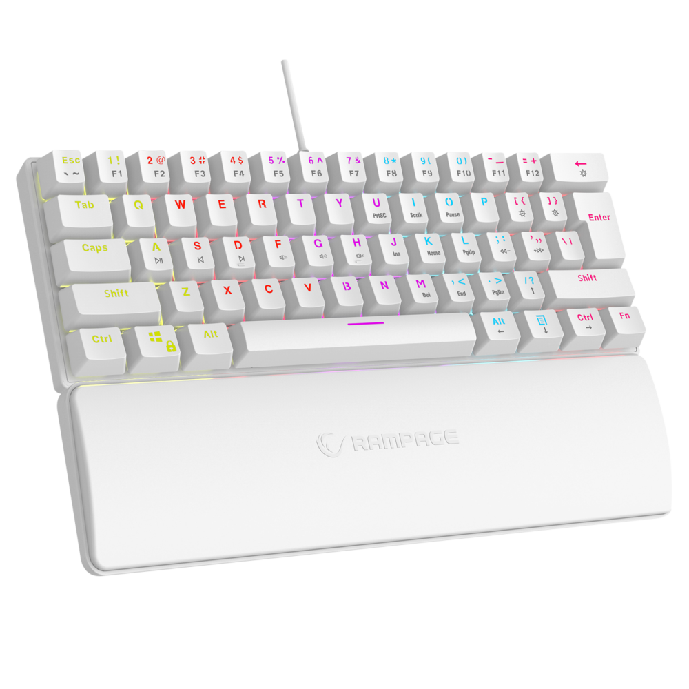 PLOWER K60 Beyaz US Layout Bilek Destekli Red Switch Gaming Oyuncu Klavye - Rampage