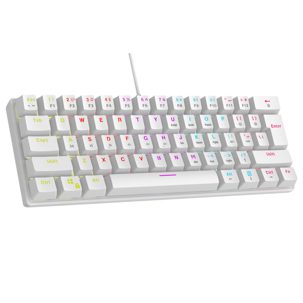 PLOWER K60 Beyaz US Layout Bilek Destekli Red Switch Gaming Oyuncu Klavye - Rampage