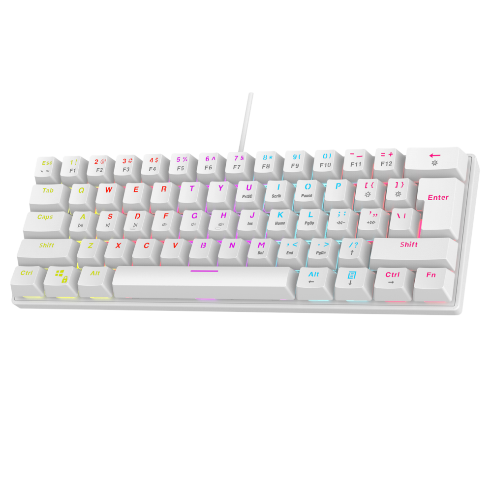 PLOWER K60 Beyaz US Layout Bilek Destekli Red Switch Gaming Oyuncu Klavye - Rampage