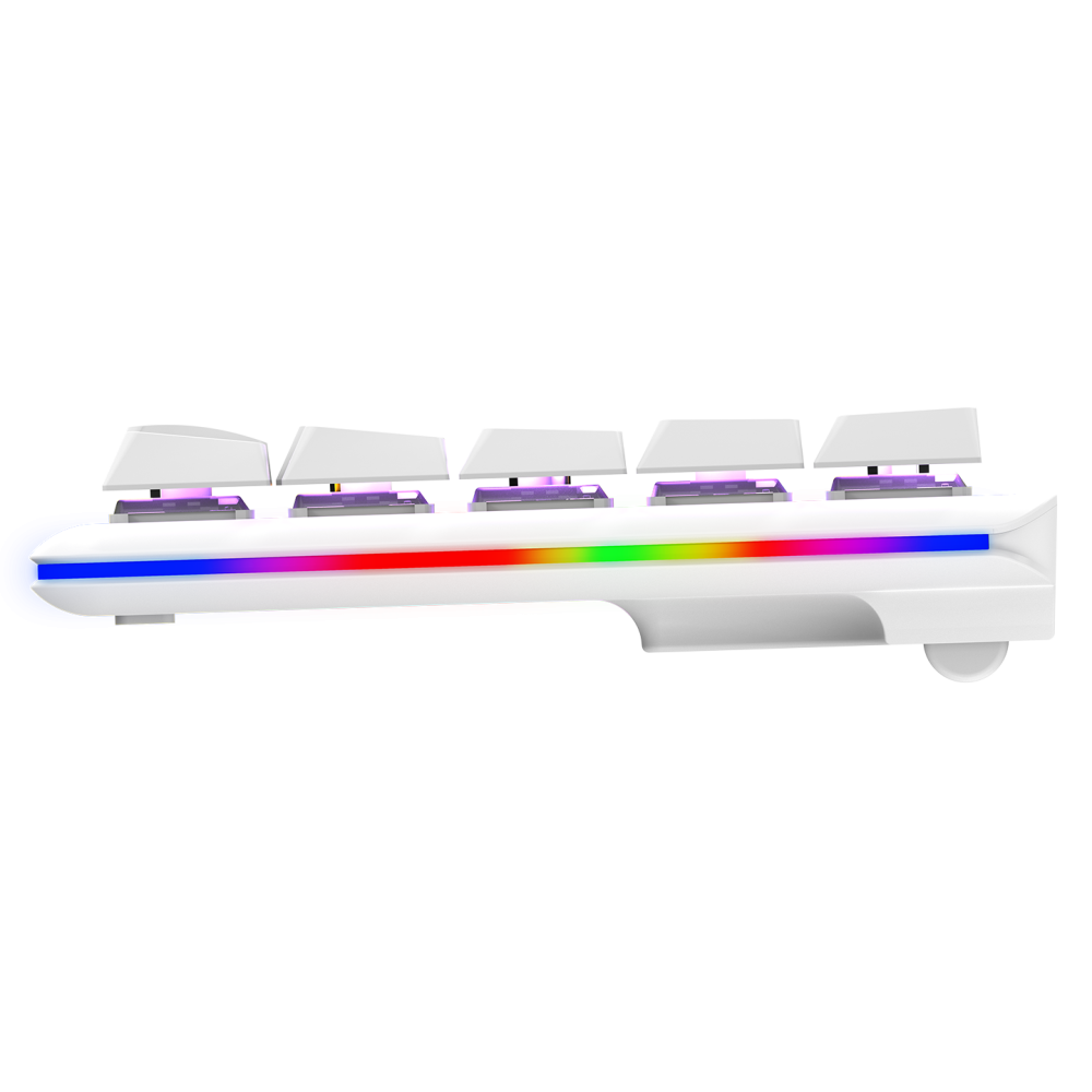 REBEL Beyaz Low Profile BLUE SWITCH Mekanik Gaming Oyuncu Klavye US Layout Rainbow - Rampage