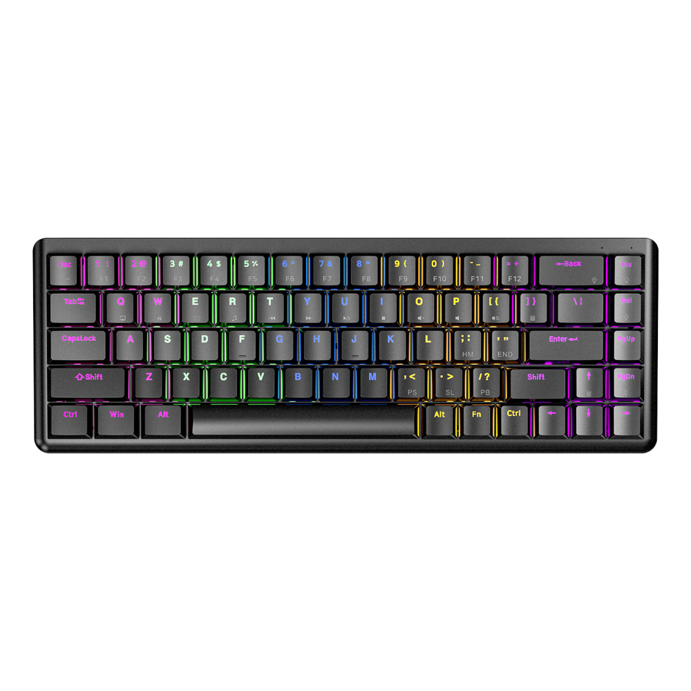 REBEL Siyah Low Profile BLUE SWITCH Mekanik Gaming Oyuncu Klavye US Layout Rainbow - Rampage