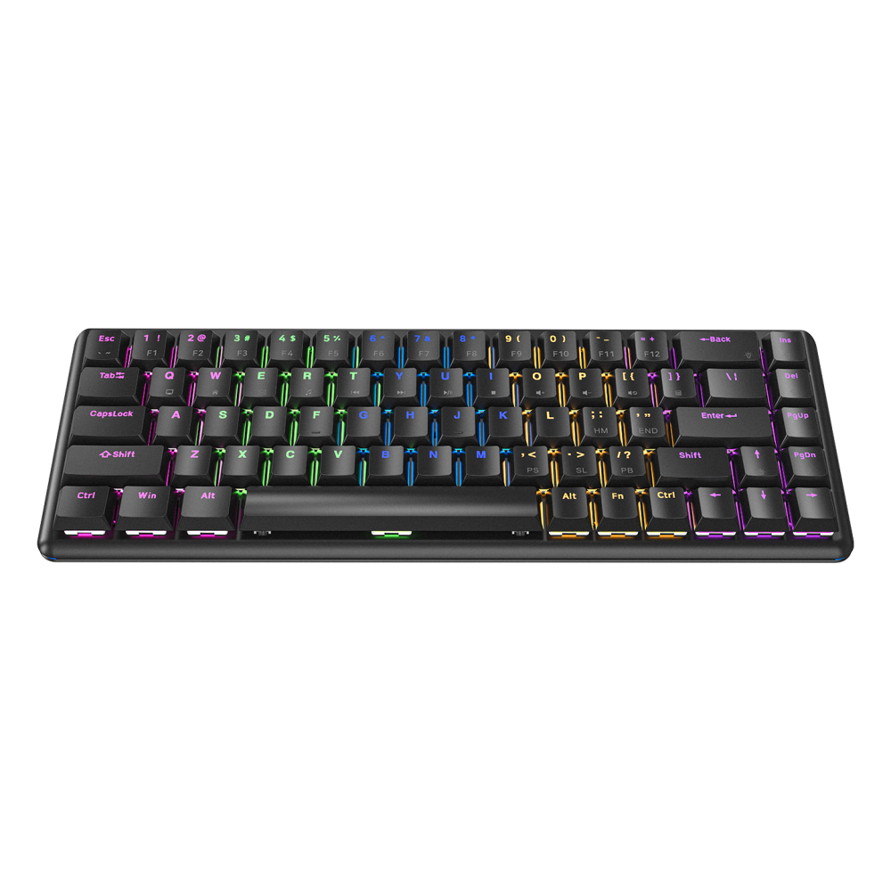 REBEL Siyah Low Profile BLUE SWITCH Mekanik Gaming Oyuncu Klavye US Layout Rainbow - Rampage