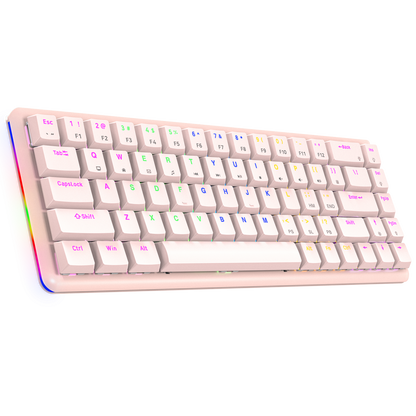 REBEL Pembe Low Profile RED SWITCH Mekanik Gaming Oyuncu Klavye US Layout Rainbow - Rampage
