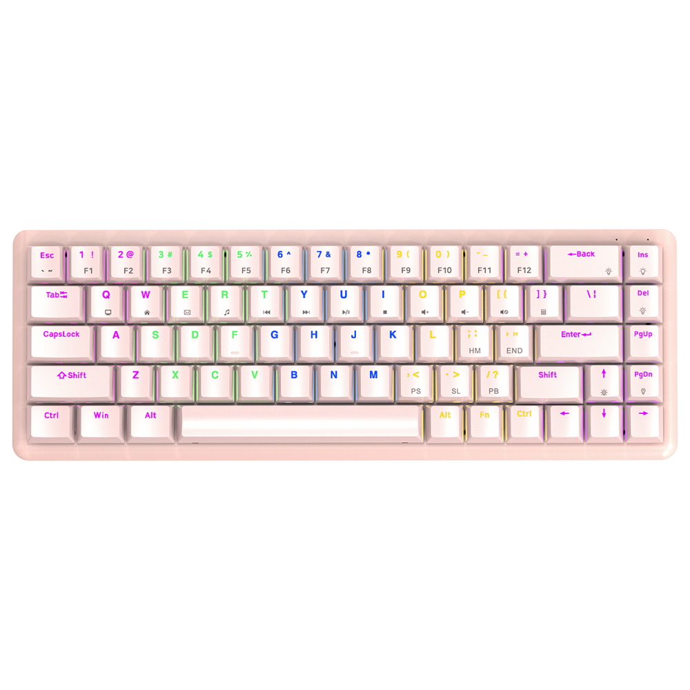 REBEL Pembe Low Profile RED SWITCH Mekanik Gaming Oyuncu Klavye US Layout Rainbow