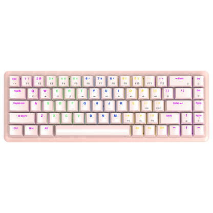 REBEL Pembe Low Profile RED SWITCH Mekanik Gaming Oyuncu Klavye US Layout Rainbow - Rampage