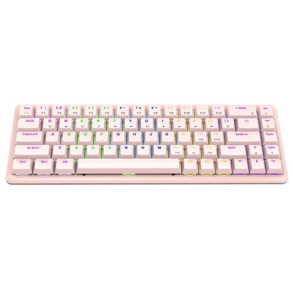 REBEL Pembe Low Profile RED SWITCH Mekanik Gaming Oyuncu Klavye US Layout Rainbow