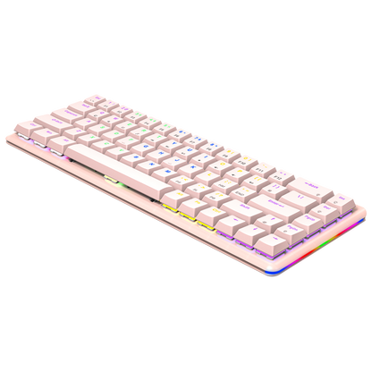 REBEL Pembe Low Profile RED SWITCH Mekanik Gaming Oyuncu Klavye US Layout Rainbow - Rampage
