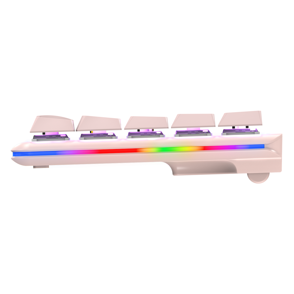 REBEL Pembe Low Profile RED SWITCH Mekanik Gaming Oyuncu Klavye US Layout Rainbow - Rampage