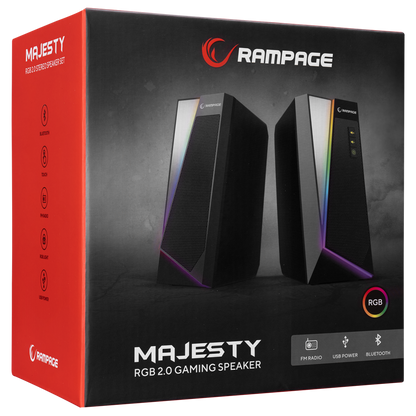 RMS-X8 MAJESTY Bluetooth FMLi RGB Işıklı Multimedia Gaming Oyuncu 2.0 Speaker - Rampage