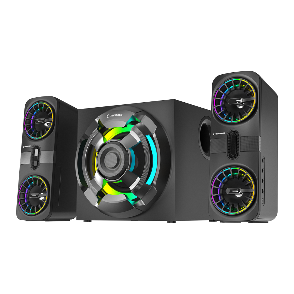 RMS-311 SHARD 2+1 80W Siyah USB,FM,Bluetooth,HMDI,Optica Rgb Işıklı Speaker - Rampage
